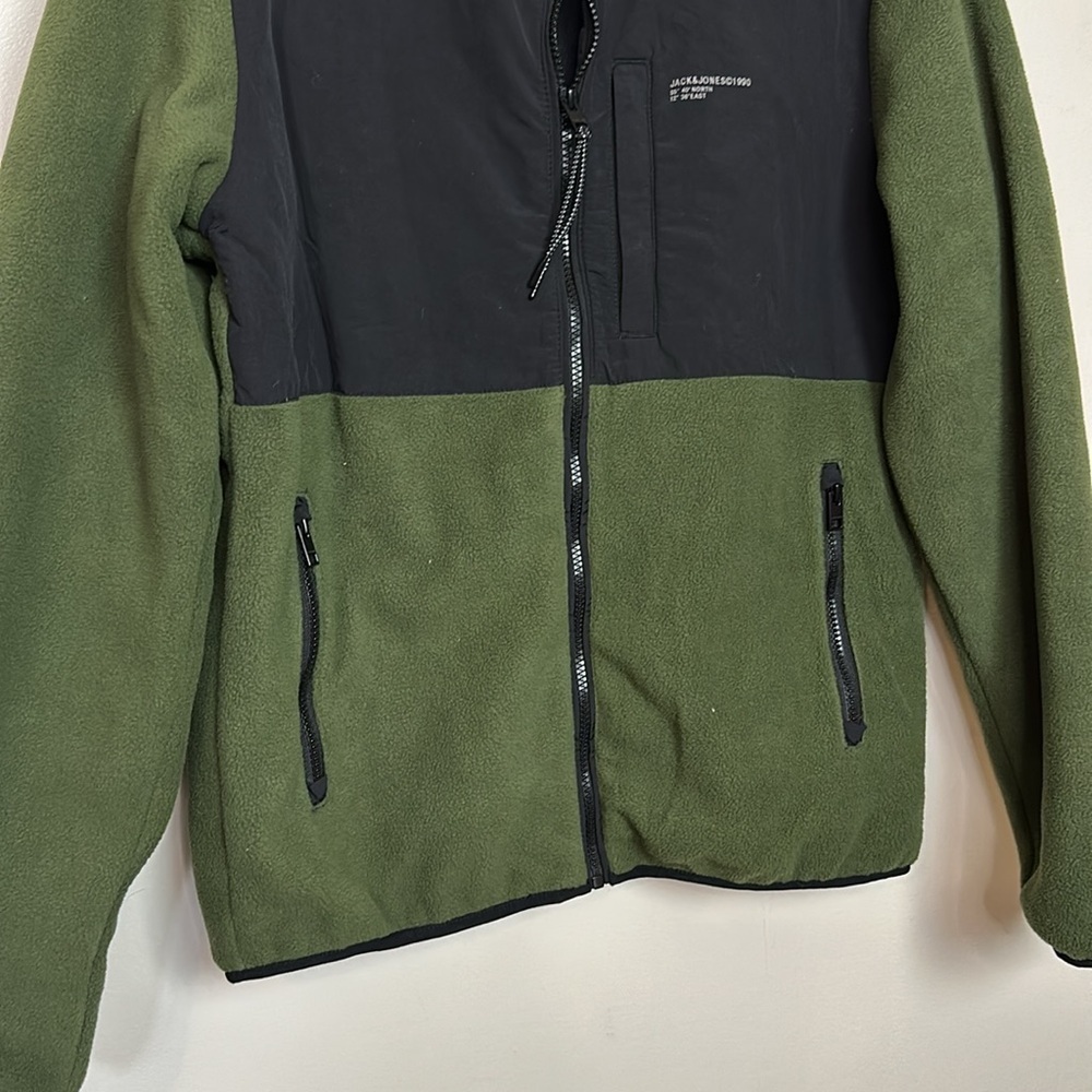 Jack & Jones Jorblake Bf Fleece Zip Up Jacket in Forest Night - Picture 6 of 10